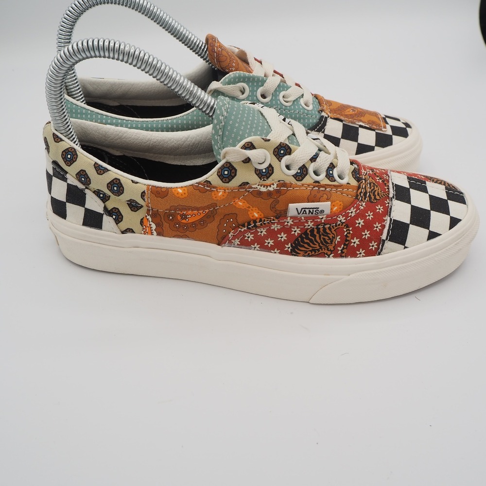 Vans Era Tiger Patchwork Women 6.5 Low Top Multi Color Mixed Print Skate Shoes - Picture 6 of 12